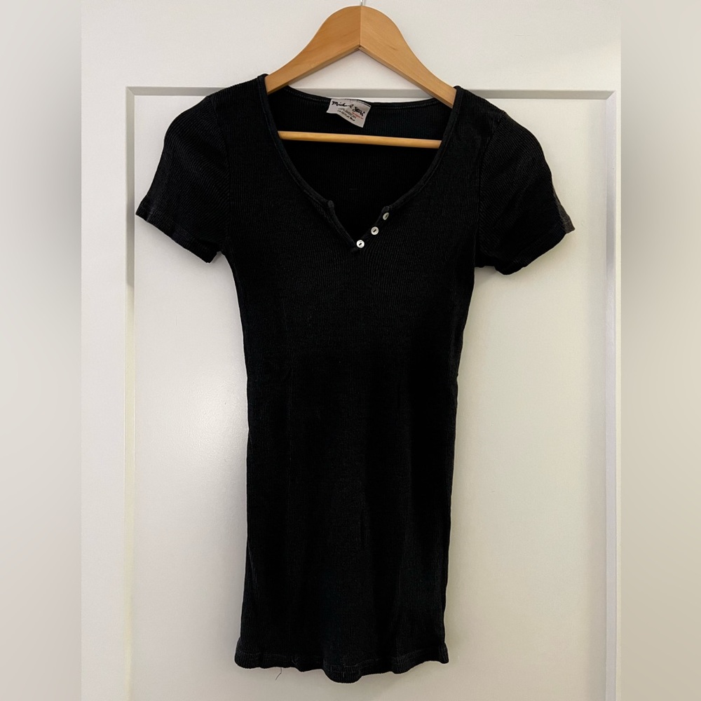Michael Stars black T-shirt with ribbed material - OS